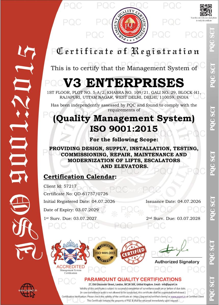 ISO 9001:2015 certificate preview